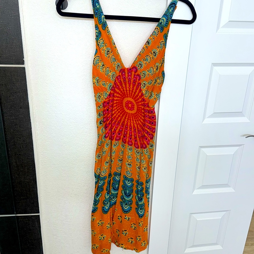Vibrant Orange and Pink Patterned Dress